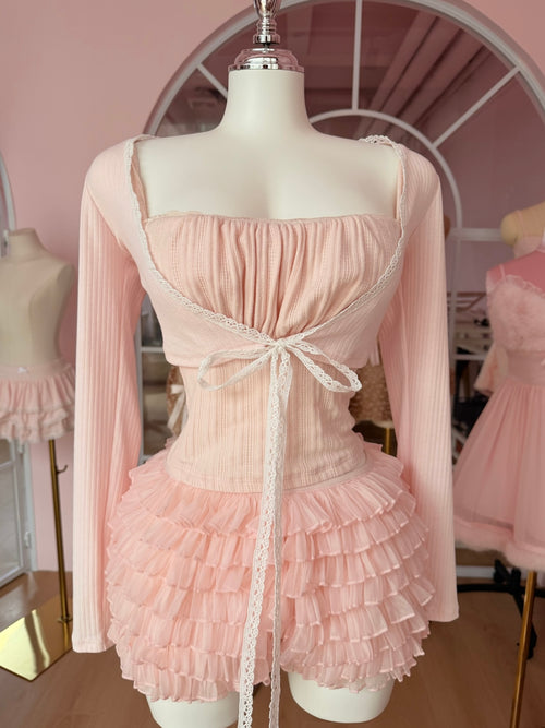 Ballerina Bliss wrap cardigan in pink by Angel Ruche, photo 14