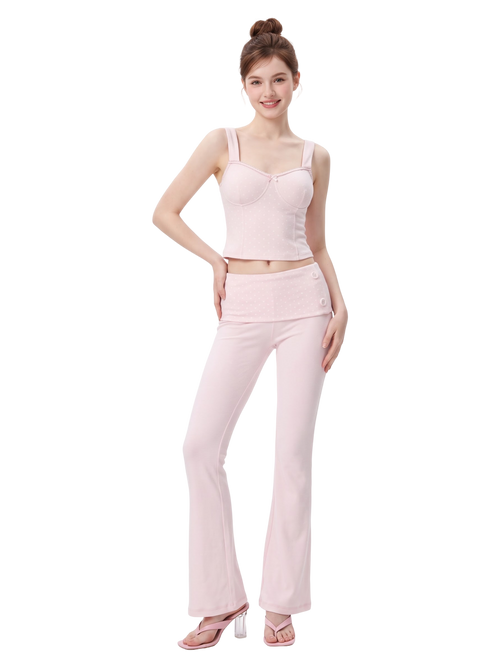 Whimsy Doll fold over long pants in white polka dot by Angel Ruche, photo 7