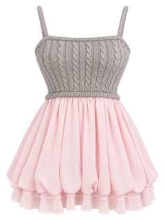 Lovergirl cable knit chiffon babydoll dress, dollette aesthetic by Angel Ruche