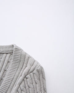 Lovergirl tie front cable knit cardigan in grey by Angel Ruche, photo 14