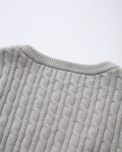 Lovergirl tie front cable knit cardigan in grey by Angel Ruche, photo 18