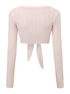 Lovergirl tie front cable knit cardigan in pink by Angel Ruche, photo 10