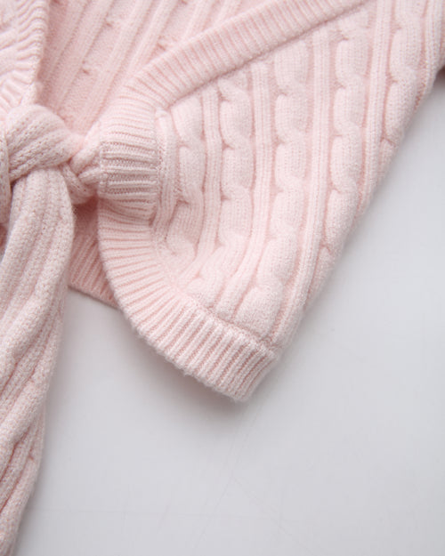 Lovergirl tie front cable knit cardigan in pink by Angel Ruche, photo 19