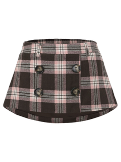 Blair preppy plaid pleated mini skirt in brown, preppy coquette style by Angel Ruche