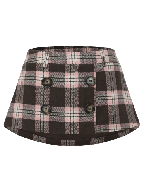 Blair preppy plaid pleated mini skirt in brown, preppy coquette style by Angel Ruche
