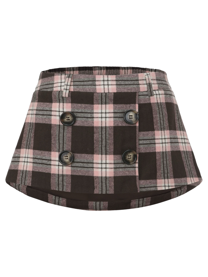 Blair Preppy Plaid Mini Skirt (Brown)