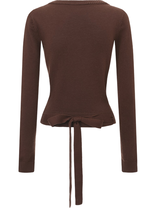 Ballet knit wrap cardigan in brown by Angel Ruche, photo 12