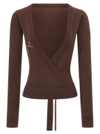 Ballet knit wrap cardigan in brown, balletcore knitwear by Angel Ruche