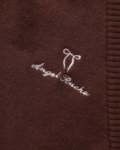 Ballet knit wrap cardigan in brown by Angel Ruche, photo 15