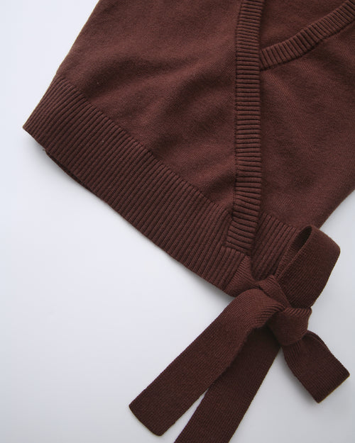 Ballet knit wrap cardigan in brown by Angel Ruche, photo 17