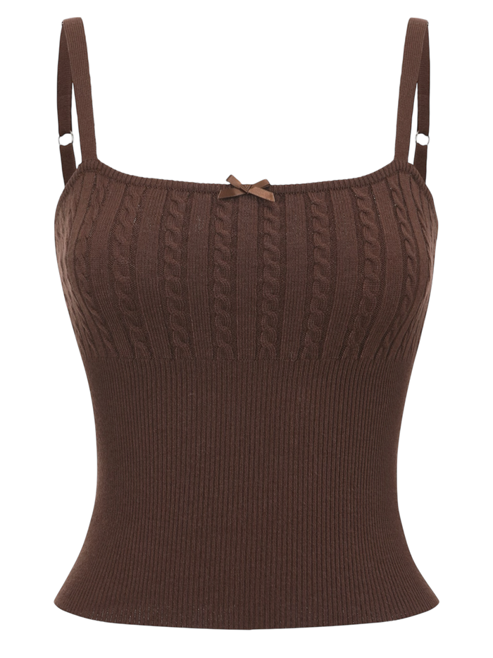 Colette Cable Knit Cami Top (Brown)