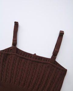 Colette cable knit cami top in brown by Angel Ruche, photo 24