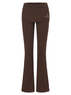 Colette cable knit fold over pants in brown, balletcore loungewear by Angel Ruche
