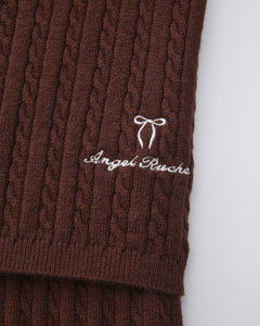 Colette cable knit fold over pants in brown by Angel Ruche, photo 10