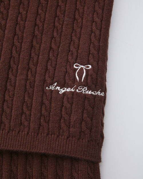 Colette cable knit fold over pants in brown by Angel Ruche, photo 10