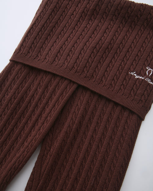 Colette cable knit fold over pants in brown by Angel Ruche, photo 8