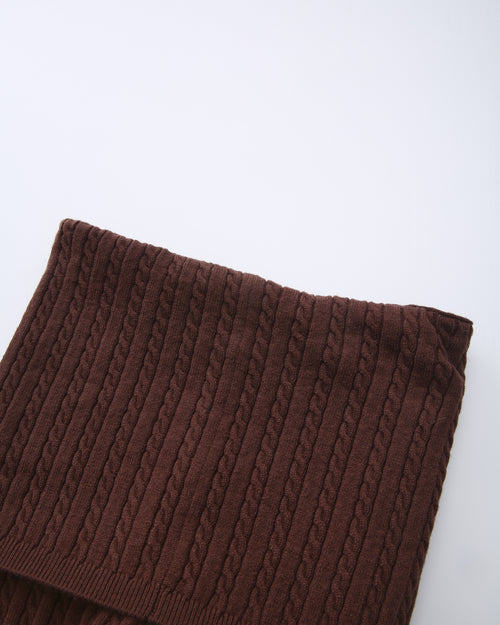 Colette cable knit fold over pants in brown by Angel Ruche, photo 12