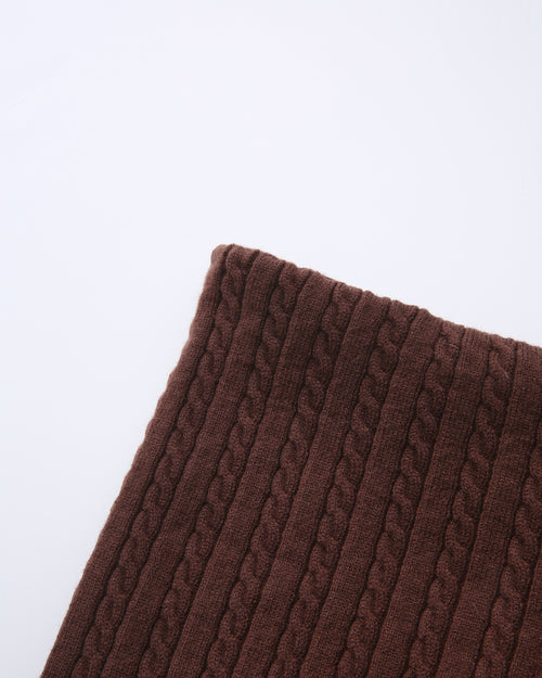Colette cable knit fold over pants in brown by Angel Ruche, photo 13