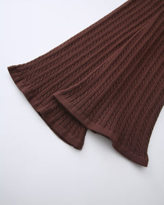 Colette cable knit fold over pants in brown by Angel Ruche, photo 14