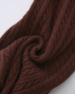 Colette cable knit fold over pants in brown by Angel Ruche, photo 15