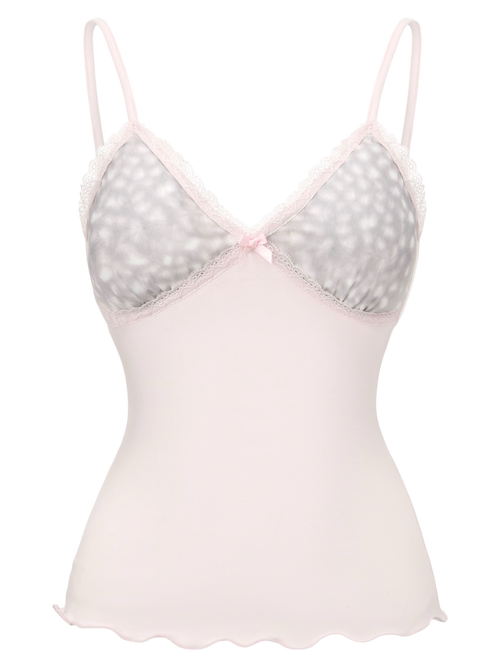 Snow Deer Print Chiffon Cotton Cami（Grey）