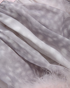 Snow Deer Print Chiffon Fur Mini Skirt（Grey）