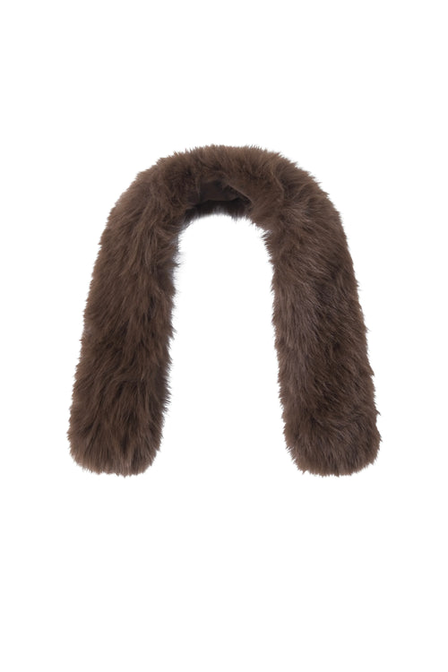 Fur trim Mocha cable knit zip up cardigan in brown by Angel Ruche, photo 19