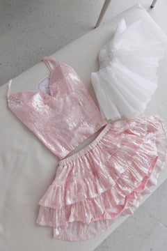 Rosette sequin matching set in pink by Angel Ruche, photo 23