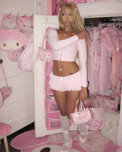 Delicate pink chiffon ruffle shorts by Angel Ruche, photo 4