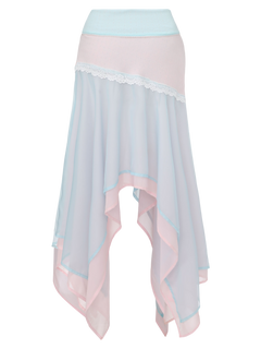 Dewdrop Reversible Lace Chiffon Skirt  (Pink Teal)