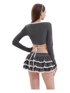 Ballerina Bliss ruffle mini skirt in grey by Angel Ruche, photo 6