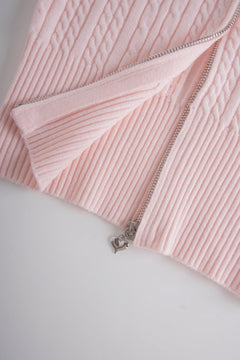 Fur trim Strawberry Milk cable knit cardigan in pink by Angel Ruche, photo 13