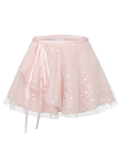 Pirouette babydoll wrap skirt in sequin pink, balletcore skirt by Angel Ruche
