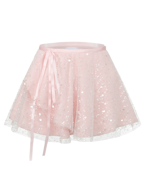 Pirouette babydoll wrap skirt in sequin pink, balletcore skirt by Angel Ruche