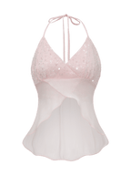 Pirouette babydoll wrap top in sequin pink, balletcore top by Angel Ruche