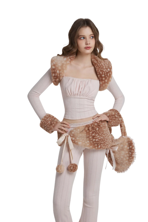 My True Form cotton pants and fur waistband in pink by Angel Ruche, photo 7