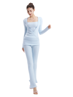Ice blue cable knit outfit, balletcore knitwear by Angel Ruche