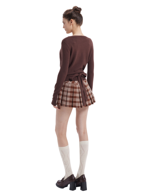Ballet knit wrap cardigan in brown by Angel Ruche, photo 3