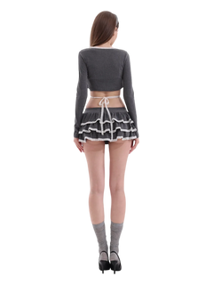 Ballerina Bliss ruffle mini skirt in grey by Angel Ruche, photo 7