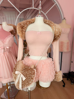 Delicate chiffon ruffle shorts in rose pink by Angel Ruche, photo 14