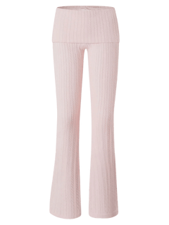Colette cable knit fold over pants in soft pink, balletcore loungewear by Angel Ruche