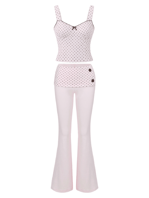 Whimsy Doll fold over long pants in brown polka dot by Angel Ruche, photo 13