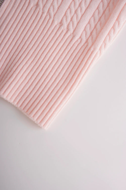 Fur trim Strawberry Milk cable knit cardigan in pink by Angel Ruche, photo 12