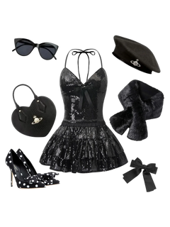 Onyx Fairy Dust sequin matching set in black by Angel Ruche, photo 10