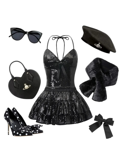 Onyx Fairy Dust sequin mini skirt in black by Angel Ruche, photo 3