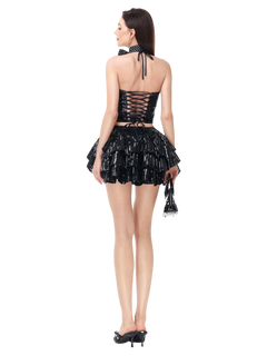 Onyx Fairy Dust sequin mini skirt in black by Angel Ruche, photo 11