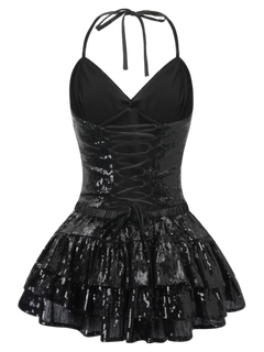 Onyx Fairy Dust sequin mini skirt in black by Angel Ruche, photo 4