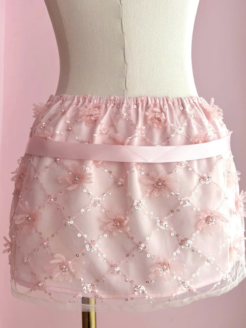 Averie beaded sequin skirt in pink by Angel Ruche, photo 17