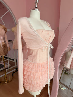 Delicate chiffon ruffle shorts in rose pink by Angel Ruche, photo 12