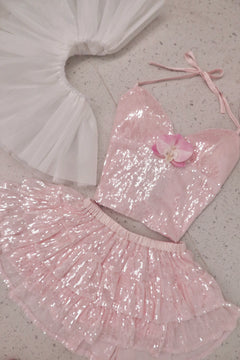 Rosette sequin matching set in pink by Angel Ruche, photo 22